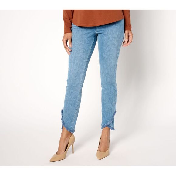 Isaac Mizrahi Live! Women's Petite Pants 6P Knit Denim Slim Leg Blue A652981 - Picture 1 of 4